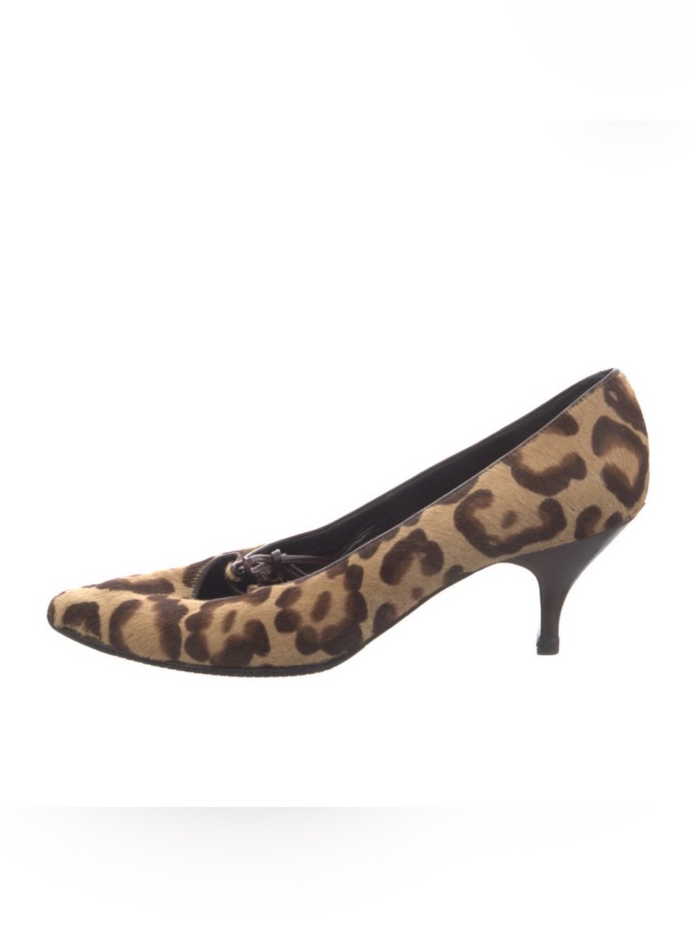 Fendi Leopard-Print Kitten Heel Pumps in Brown and Black